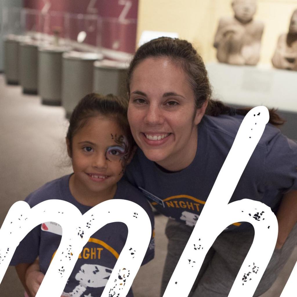 Stacy Palado and daughter at a family sleepover event she conceptualized and spearheaded at UTK's McClung Museum of Natural History & Culture in 2016.